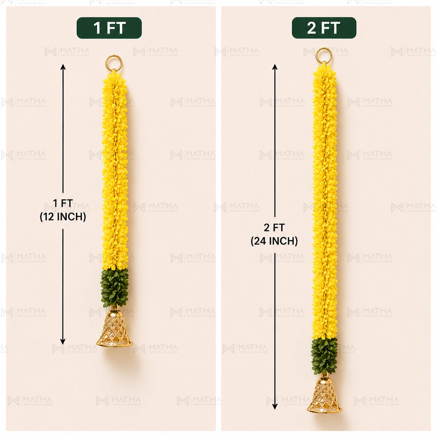 1Ft & 2Ft Bell Garland | Pack of 5Pcs