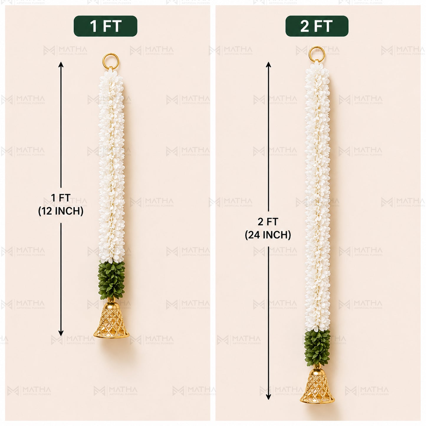 1Ft & 2Ft Bell Garland | Pack of 5Pcs