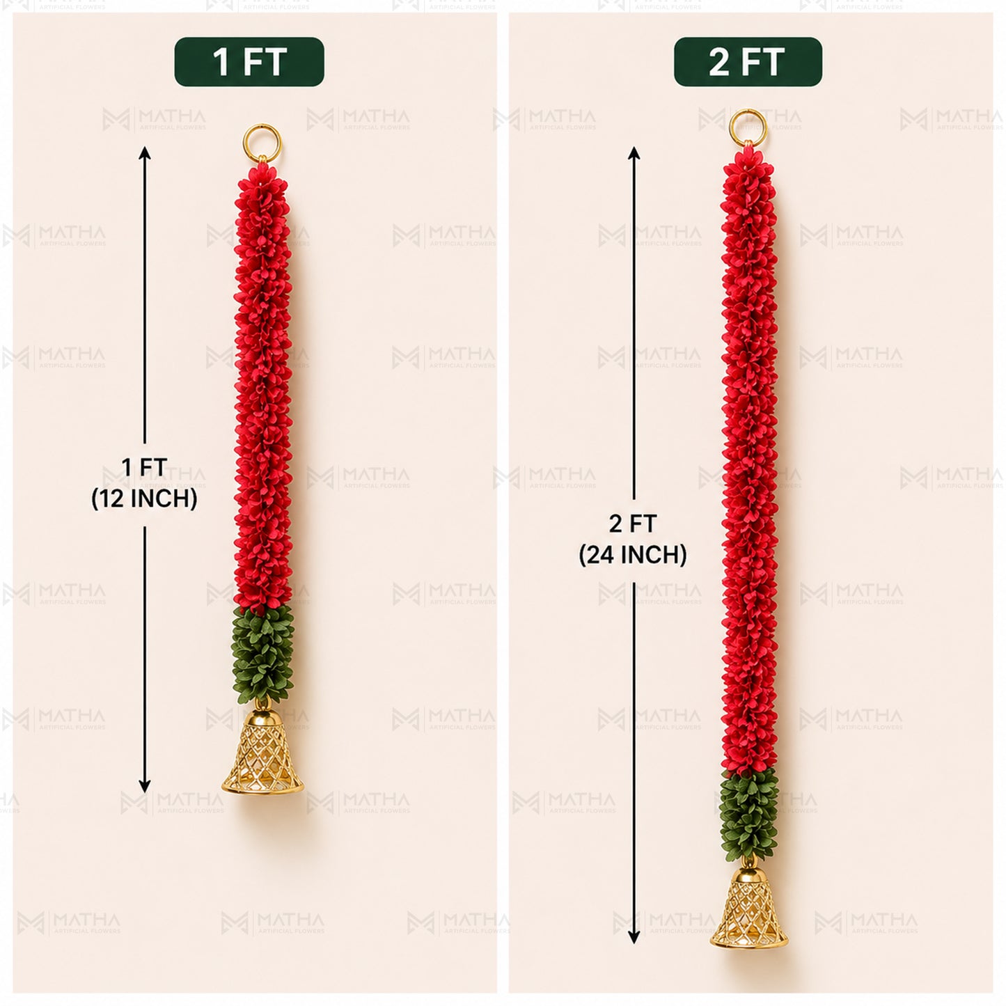 1Ft & 2Ft Bell Garland | Pack of 5Pcs