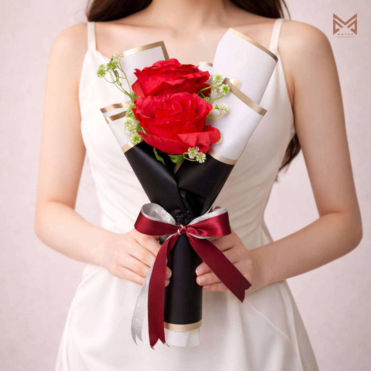2 Flower Red Bouquet | 10 Inch