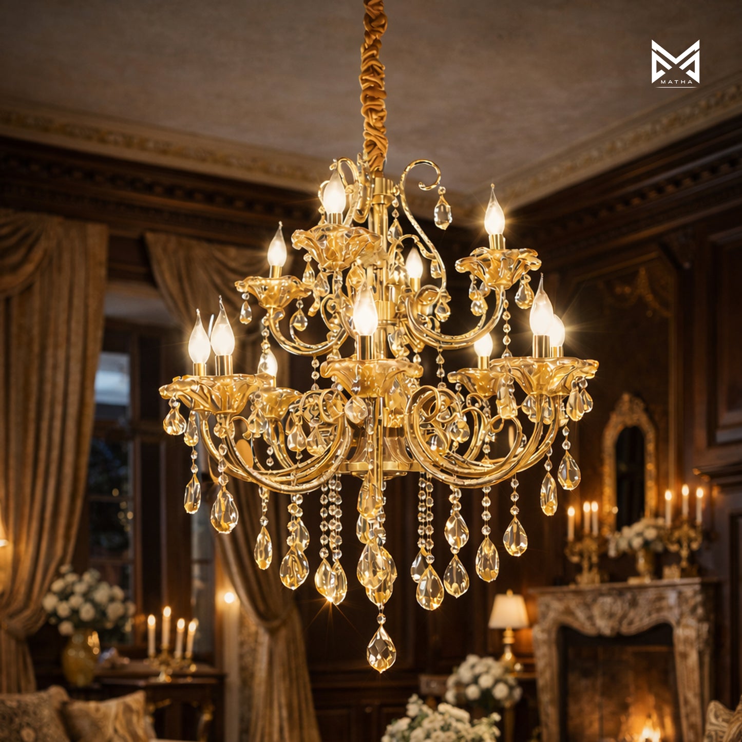 9 Arms Metal with Glass Chandilier