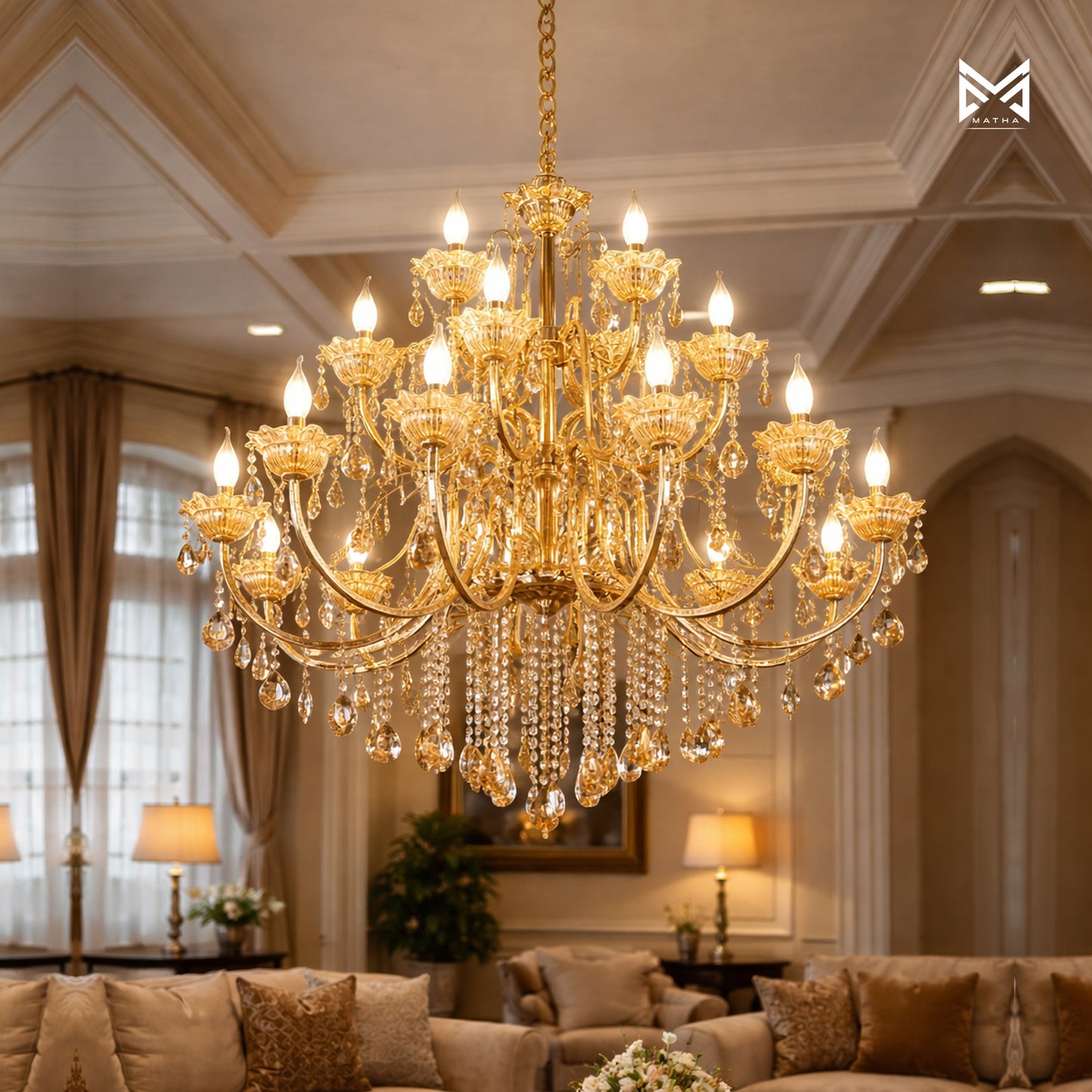 24 Arms Chandilier Glass with Metal