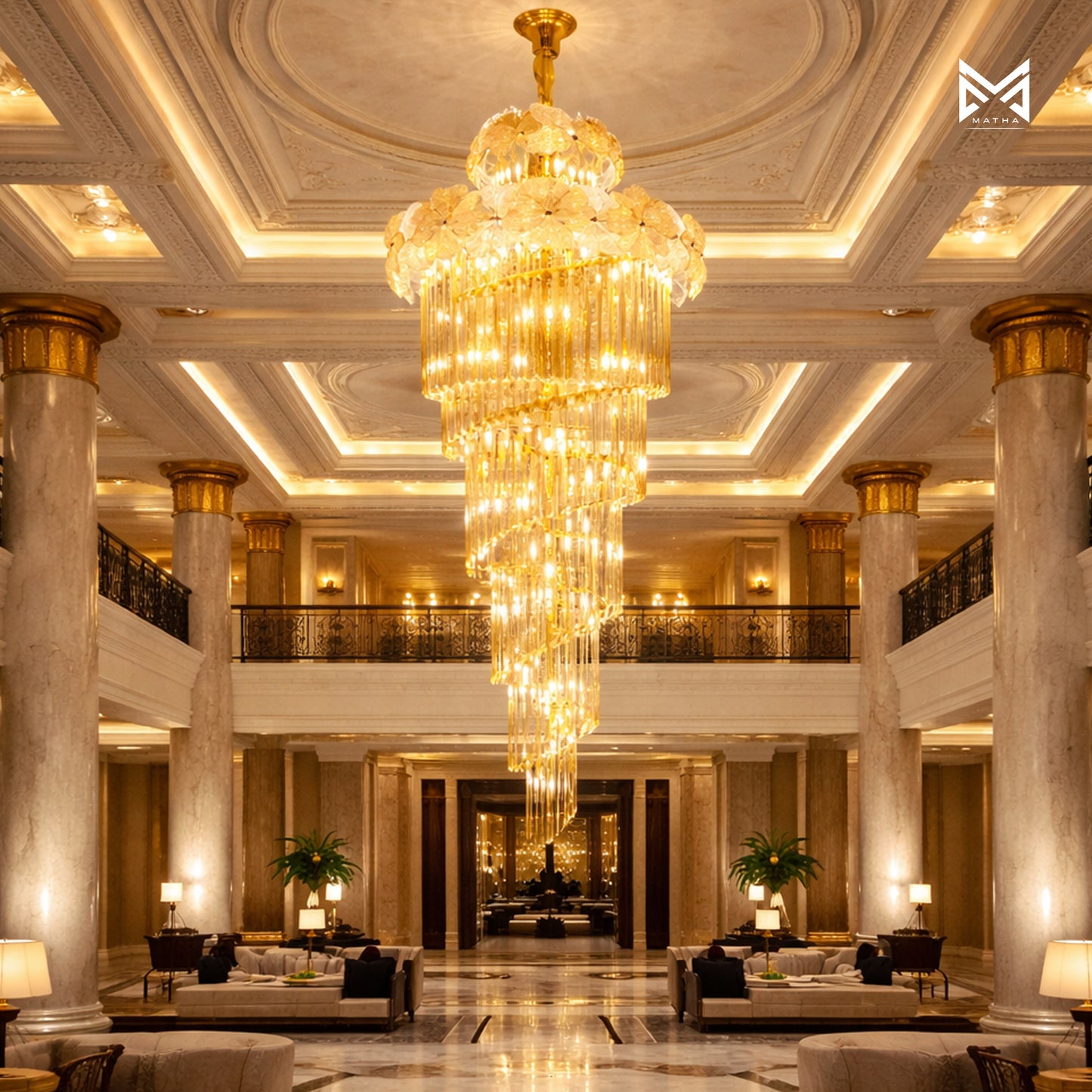 Spiral Glass Chandelier – 600 x 1800 MM