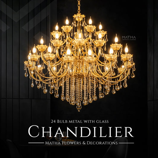 24 Arms Chandilier Glass with Metal