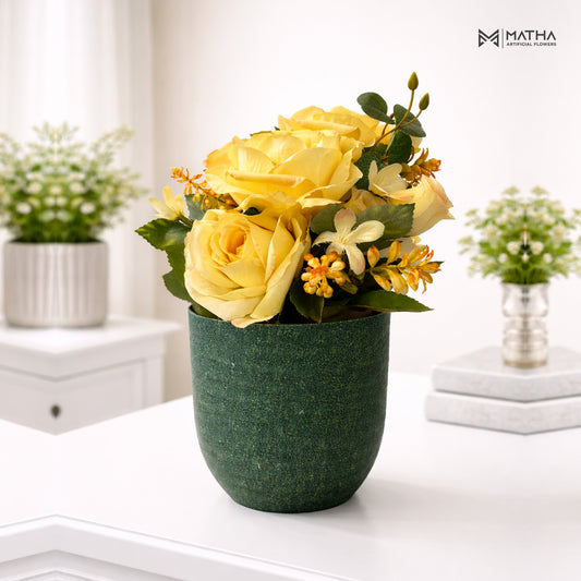 Rose Flower with Pot | 10 Inch
